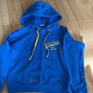 MOTHER Royal Blue Hoodie with Mustard Details